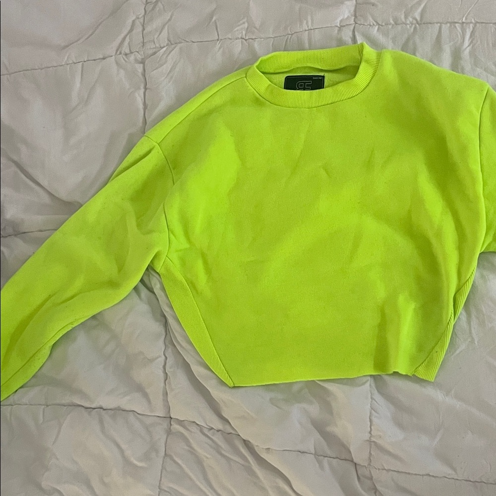 Vibrant Lime Green Women's Crew Neck Sweater